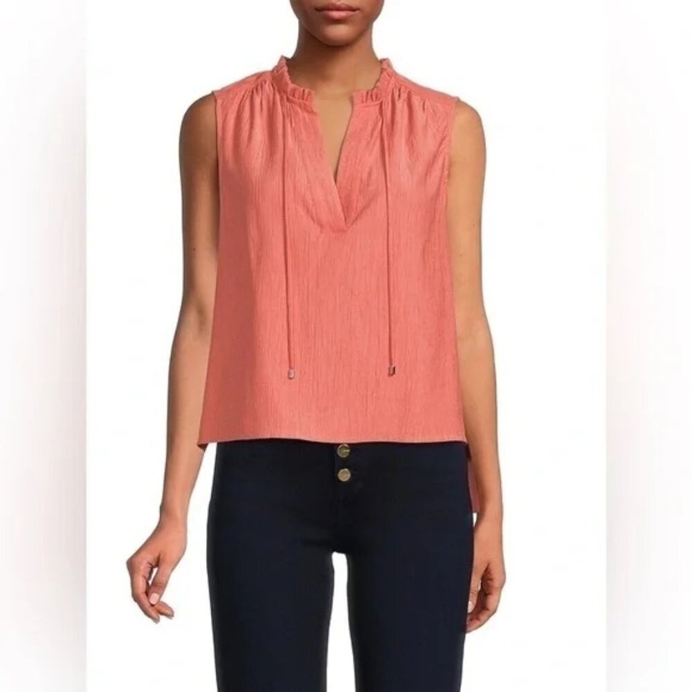 NEW BCBGMaxAzria Women’s Rose Pleated Split Neck Top Blouse Size XXS MSRP $148